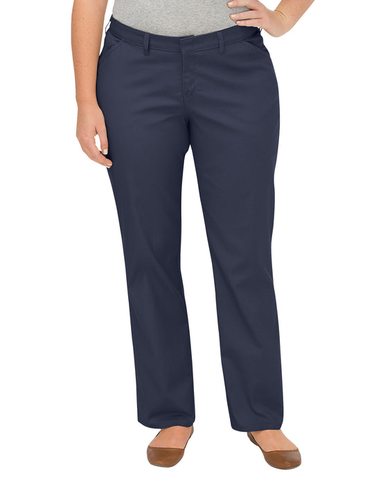 Dickies Womens Plus Size Premium Curvy Fit Straight Leg Flat Front Pants