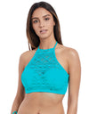 Freya Womens Sundance Underwire Padded Hi-Neck Swim Crop Top