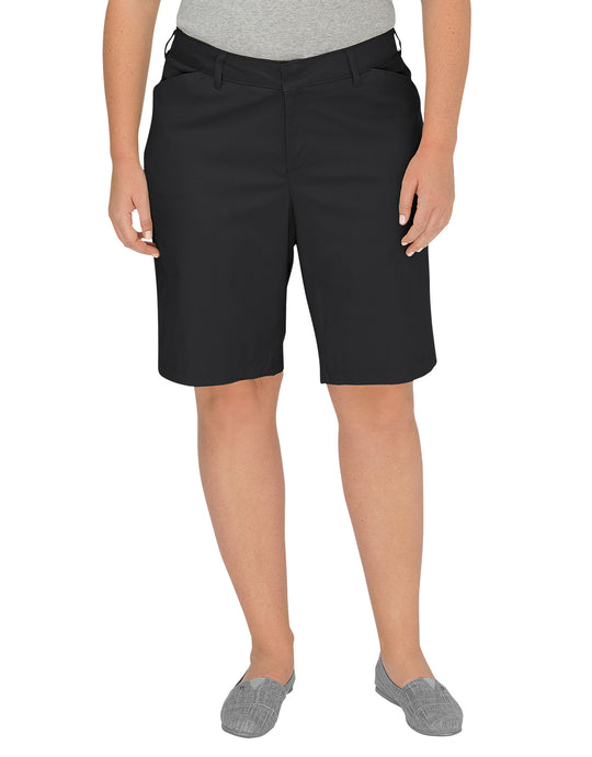 Dickies Womens Plus Size 10" Relaxed Fit Stretch Twill Shorts