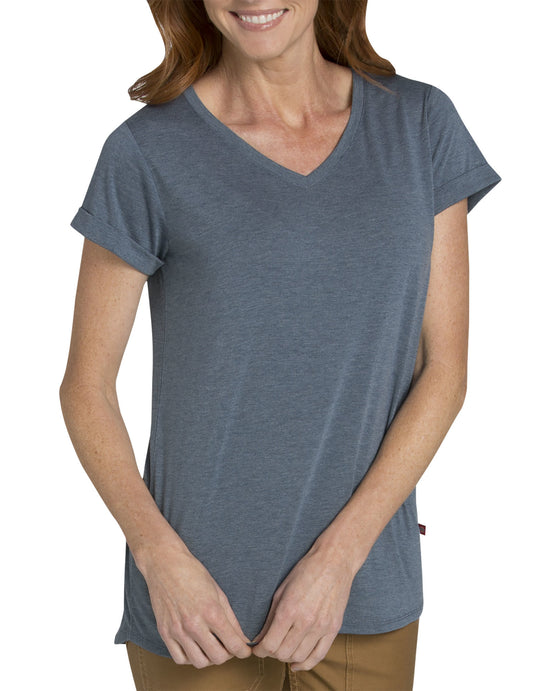 Dickies Womens Heritage Short Sleeve V-Neck Cuffed T-Shirt