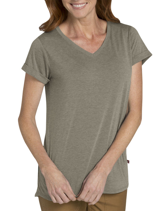 Dickies Womens Heritage Short Sleeve V-Neck Cuffed T-Shirt