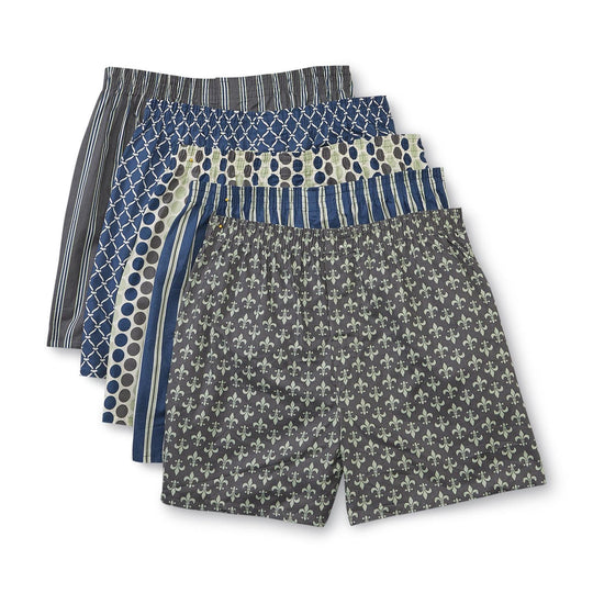 Fruit Of The Loom Men`s 5-Pack Print Stripes Fashion Woven Boxers