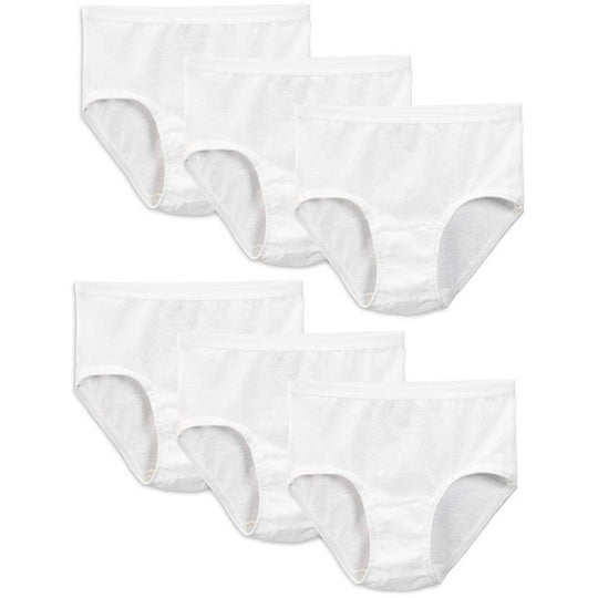 Fruit of the Loom Girls` 6-Pack White Briefs