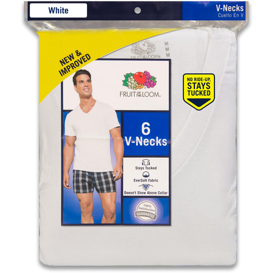 Fruit of the Loom Men`s 6-Pack White V-Neck T-Shirt