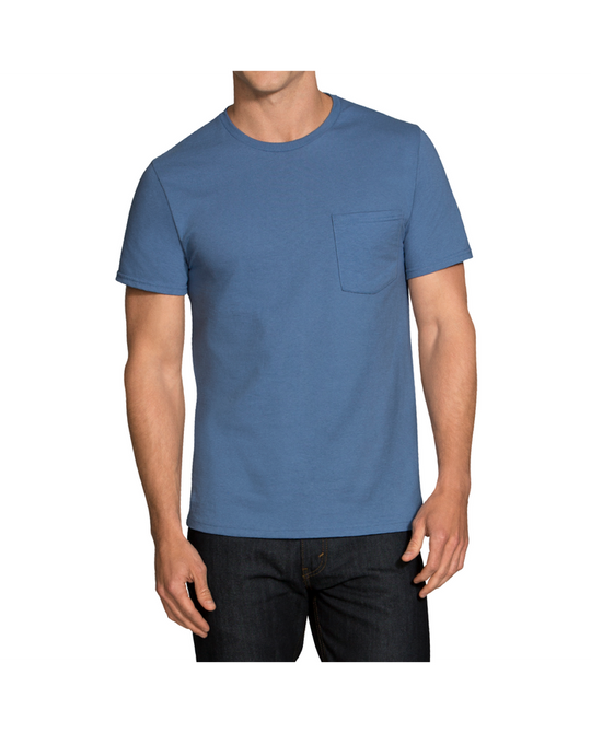 Fruit Of The Loom Mens Tonal Blues Pocket T-Shirts - 5 Pack