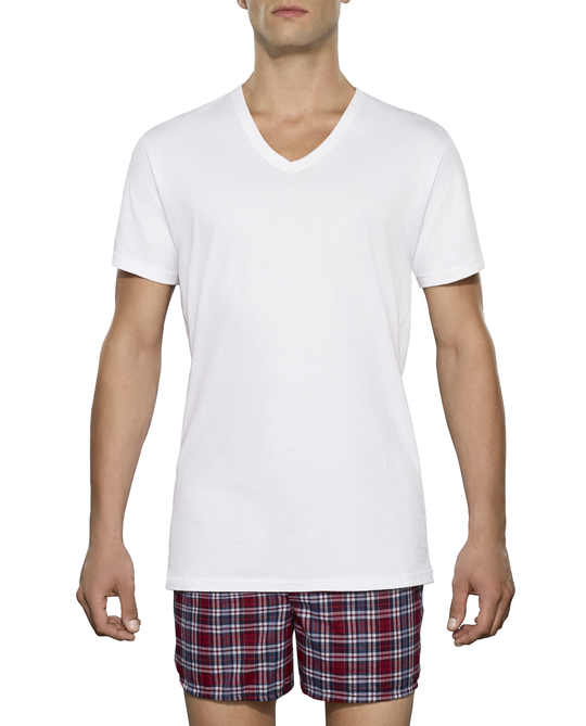 Fruit of the Loom Men`s 3pk White V-Neck Tees