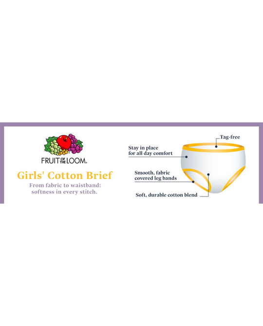 Fruit Of The Loom Girls 14 Pack Assorted Cotton Brief