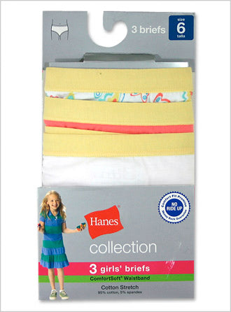 Hanes Girls ComfortSoft Waistband Cotton Stretch Briefs