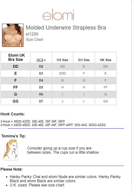 Elomi Womens Smoothing Underwired Foam Moulded Strapless Bra