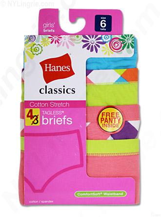 Hanes Classics Girls Cotton Stretch Brief 4 Pack