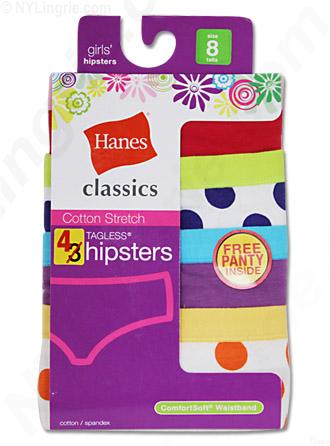 Hanes Classics Girls Cotton Stretch Hipster 4 Pack