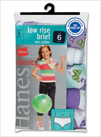 GNLRAS - Hanes Classic Girls' No Ride Up Cotton Low Rise Briefs 5 Pack