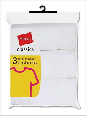 Hanes Classics Girls Crew Tee Shirts 3 Pack