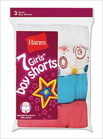 Hanes Girls Cotton Boy Short Panties 7 Pack