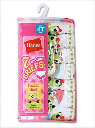 Hanes Tagless Toddler Girls Days of the Week Pre-Shrunk Cotton Briefs 7-Pack