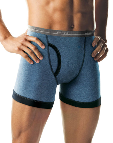 Hanes Men’s Ringer Boxer Briefs with Comfort Flex® Waistband 5-Pack, Black/Gray