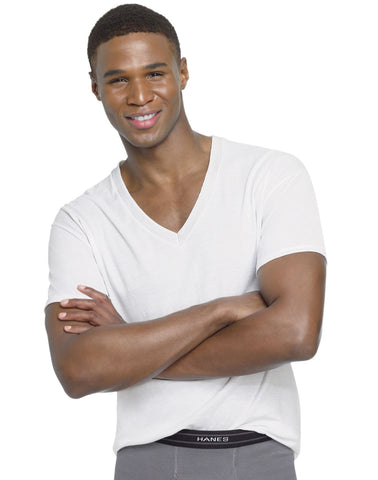 Hanes Men`s X-Temp V-Neck White Undershirt 3-Pack