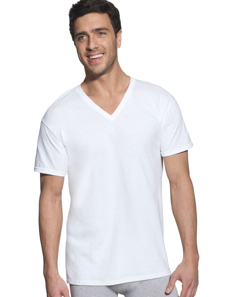 Hanes Classics Men's Traditional Fit ComfortSoft TAGLESS V-Neck Undershirt 5-Pack