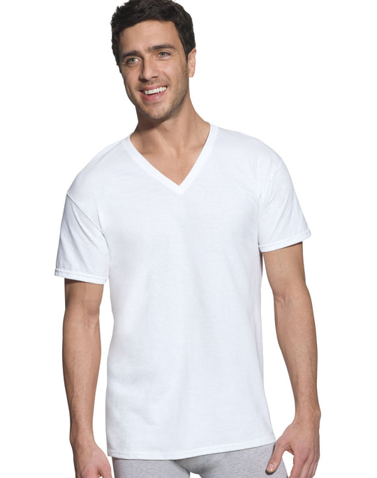 Hanes Classics Men's Traditional Fit ComfortSoft TAGLESS V-Neck Undershirt 3-Pack