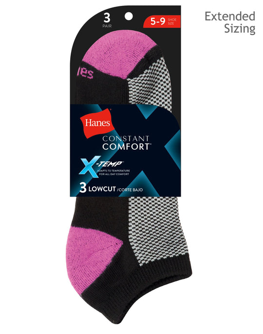 Hanes Women`s X-Temp Low Cut Socks 3 Pack