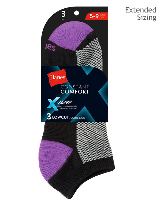 Hanes Women`s X-Temp Low Cut Socks 3 Pack