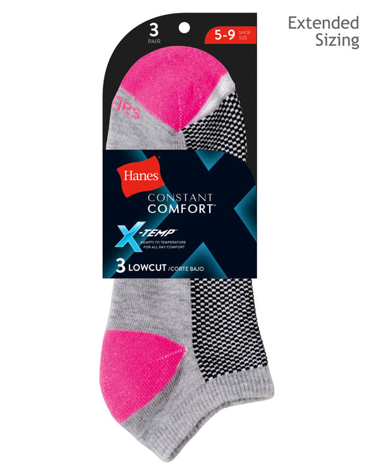 Hanes Women`s X-Temp Low Cut Socks 3 Pack