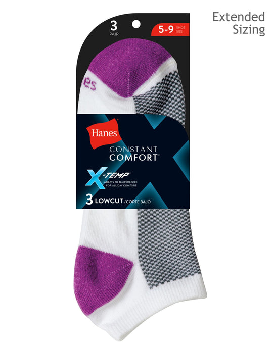 Hanes Women`s X-Temp Low Cut Socks 3 Pack