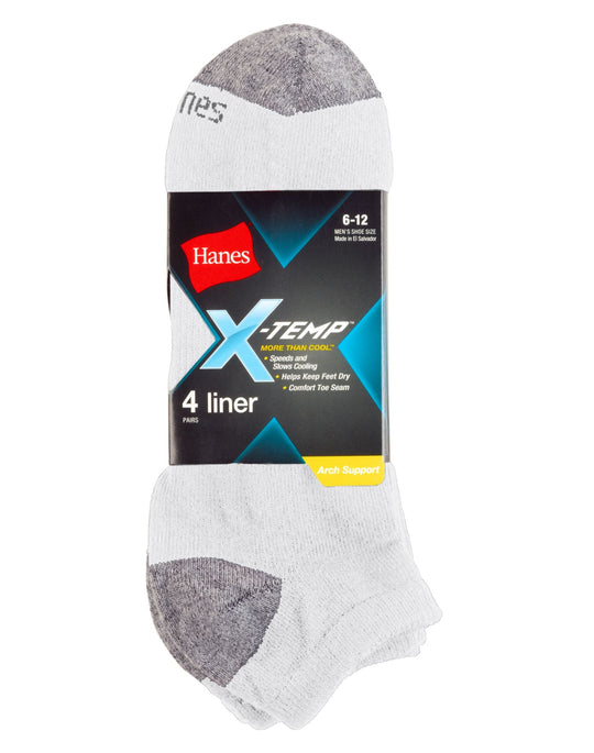 Hanes Men`s X-Temp Arch Support Liner Socks 4-Pack