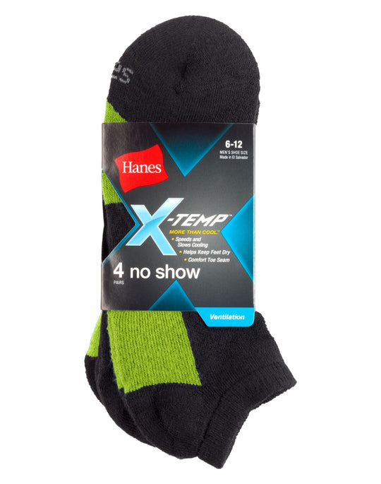 Hanes Men`s X-Temp Ventilation No Show Socks 4-Pack