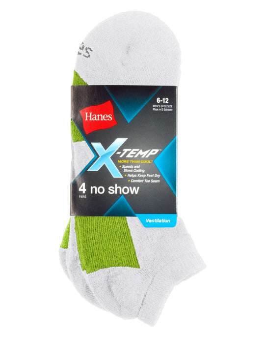Hanes Men`s X-Temp Ventilation No Show Socks 4-Pack