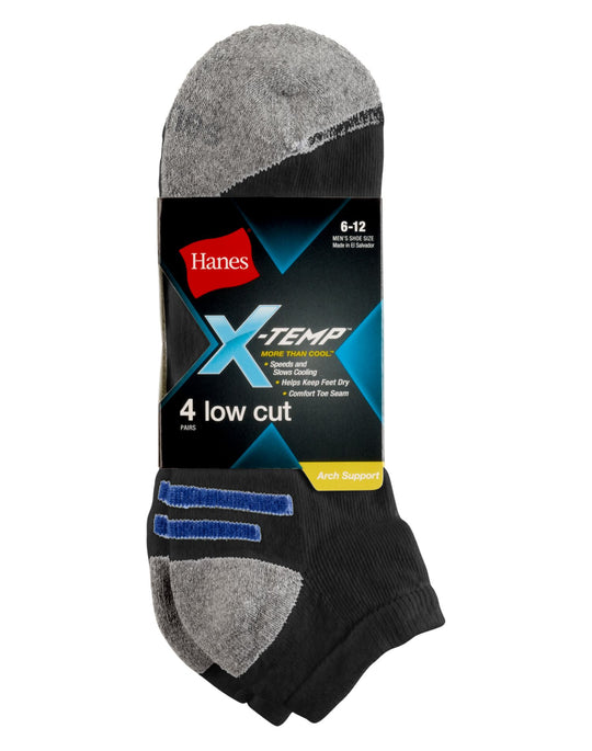 Hanes Men`s X-Temp Arch Support Low Cut Socks 4-Pack