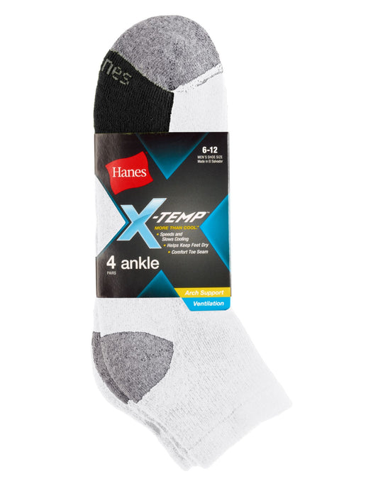 Hanes Men`s X-Temp Ventilation Ankle Socks 4-Pack