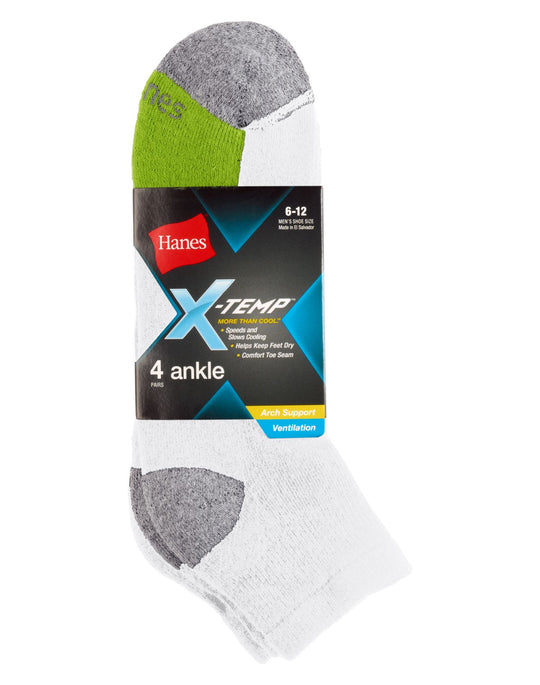 Hanes Men`s X-Temp Ventilation Ankle Socks 4-Pack
