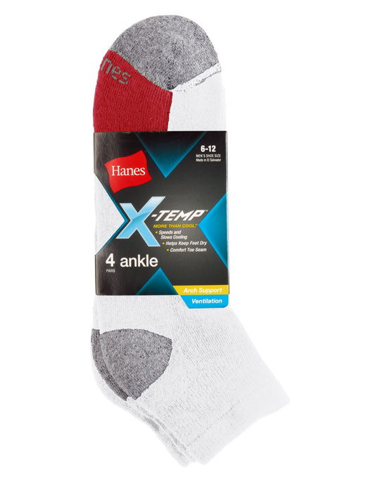 Hanes Men`s X-Temp Ventilation Ankle Socks 4-Pack