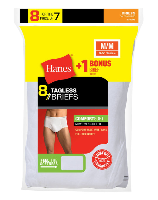 Hanes Men`s TAGLESS® No Ride Up Briefs with Comfort Flex® Waistband 8-Pack