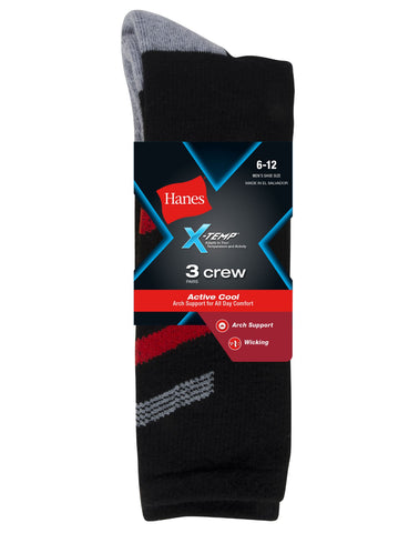 Hanes X-Temp® Men`s Big & Tall Active Cool Crew Socks