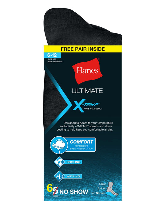 Hanes Men`s Ultimate X-Temp 6-Pack No-Show Socks