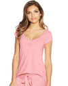 Maidenform Womens Lace Trim Cap Sleeve Tee