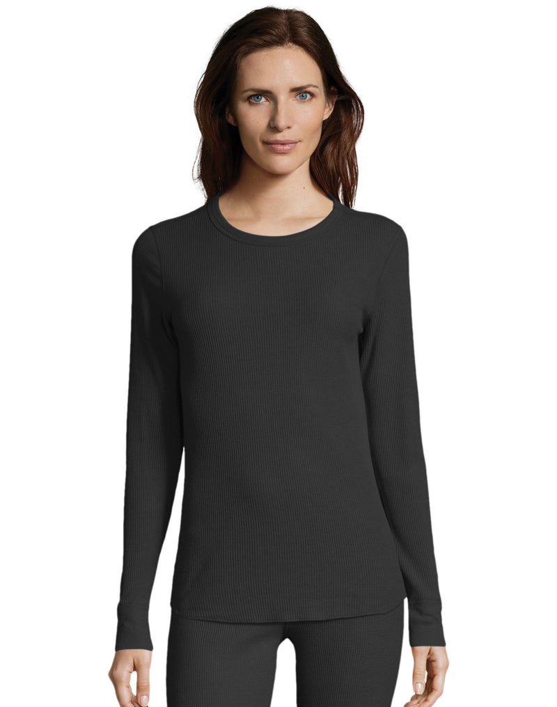 Hanes Womens Waffle Knit Thermal Crewneck
