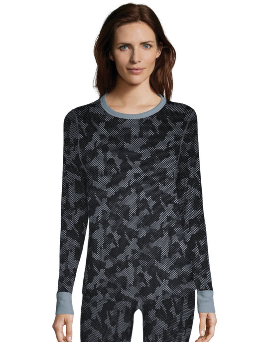 Hanes Womens Waffle Knit Thermal Crewneck