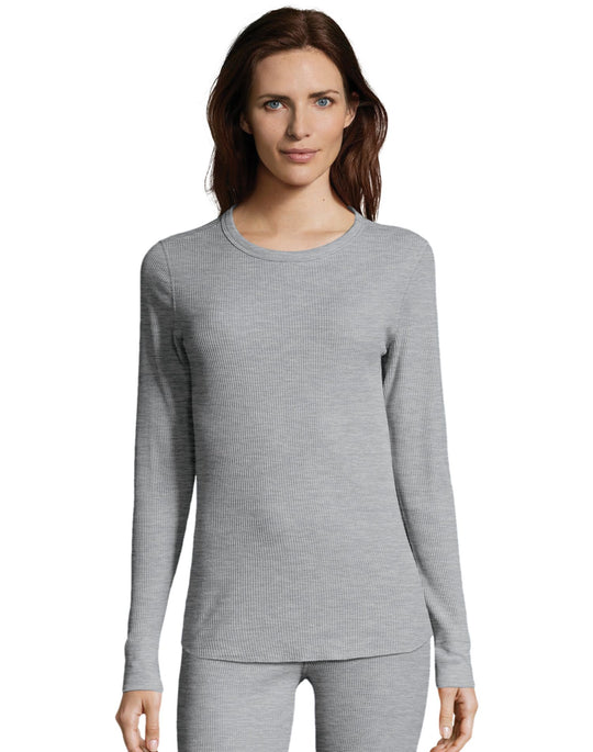 Hanes Womens Waffle Knit Thermal Crewneck