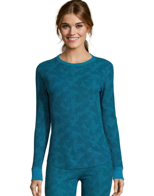 Hanes Womens Waffle Knit Thermal Crewneck