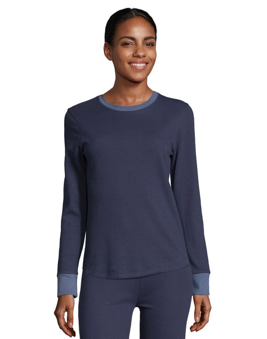 Hanes Womens Solid Color Fusion Crewneck