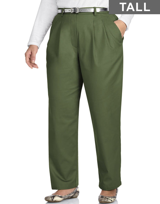 Just My Size Women`s Pleat Front Twill Pants, Tall