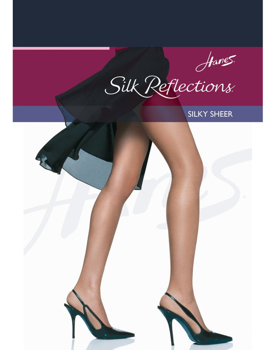 Hanes Silk Reflections Non-Control Top, Reinforced Toe Pantyhose 1 Pair Pack