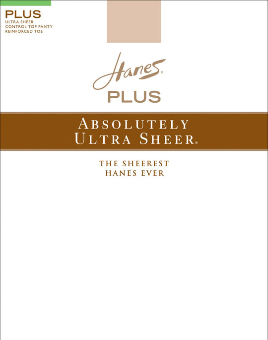 Hanes Plus Size Sheer Hosiery, Absolutely Ultra Sheer Control Top, Reinforced Toe 1-Pair Pack