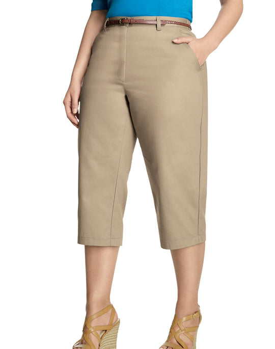 Just My Size Women`s Flat-Front Cotton Twill Capris