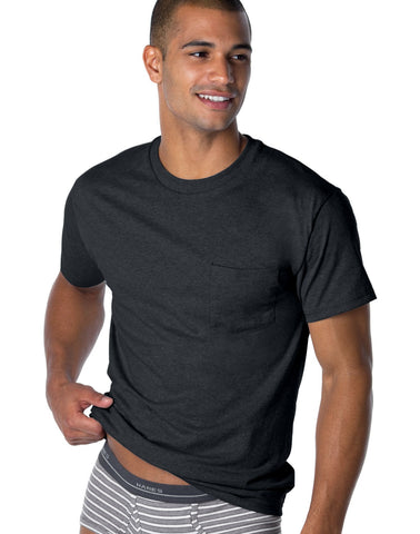 Hanes Men's ComfortSoft Cool DRI Dyed Crewneck TAGLESS Pocket Undershirt 4-Pack