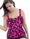One Hanes Place Women`s Wide Strap Tankini Separates Top D Cup