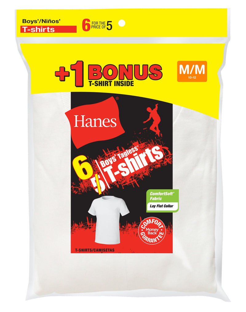 Hanes Boys` TAGLESS 6-Pack Crewneck Undershirt